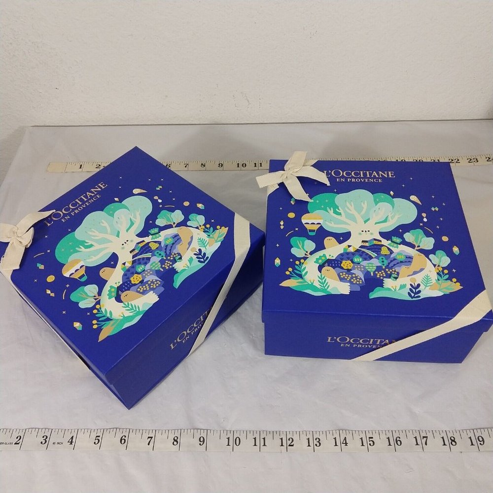 L'Occitane En Provence Holiday Blue Medium Empty Gift Box X 2 New